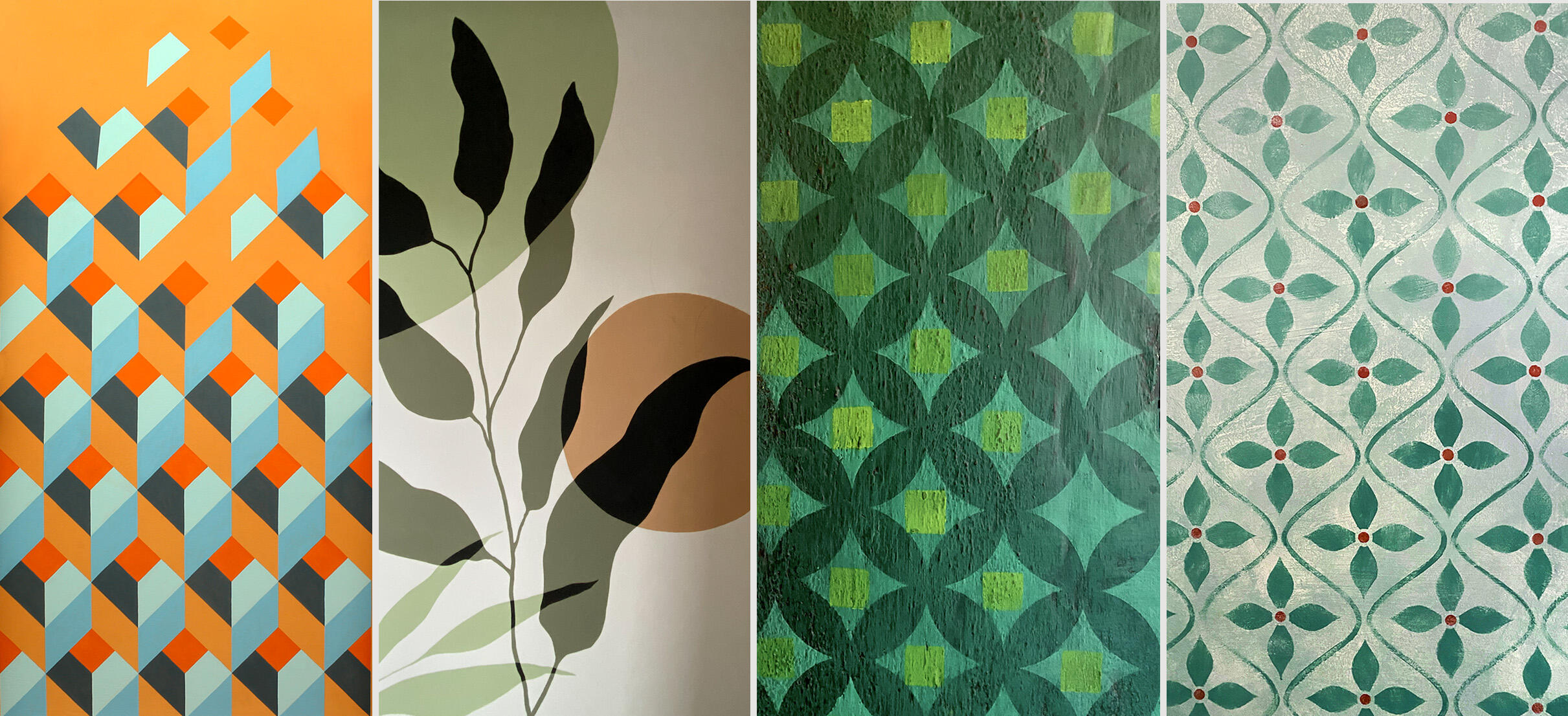 Pattern decorativi su pareti con diverse texture